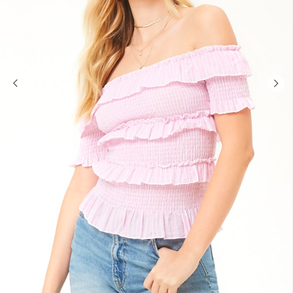 Tee Ink Linen Striped Smocked Top NWT
